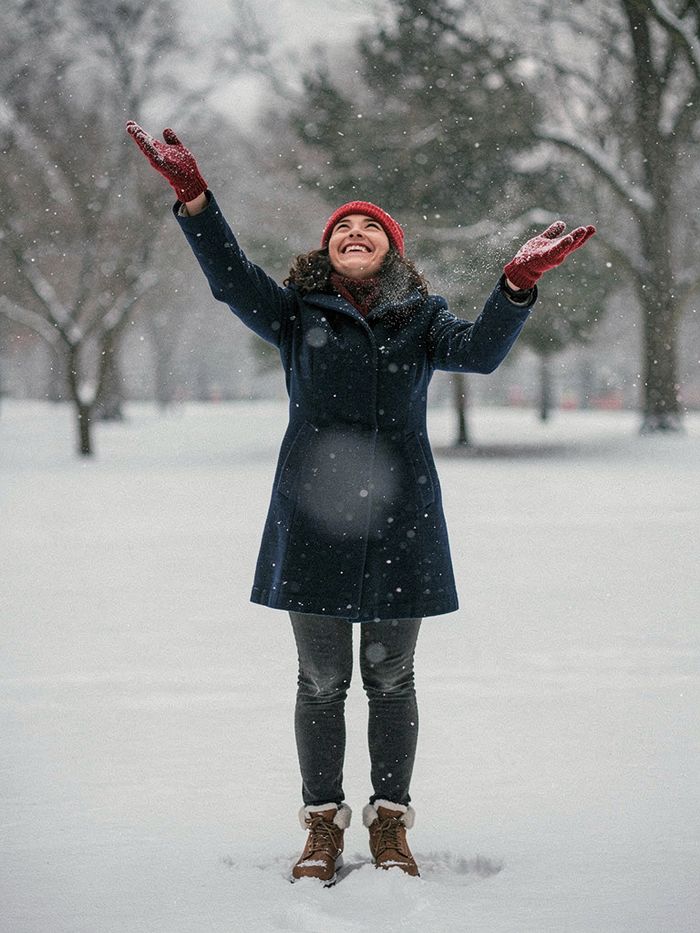 Le mannequin virtuel Freja, sous la neige