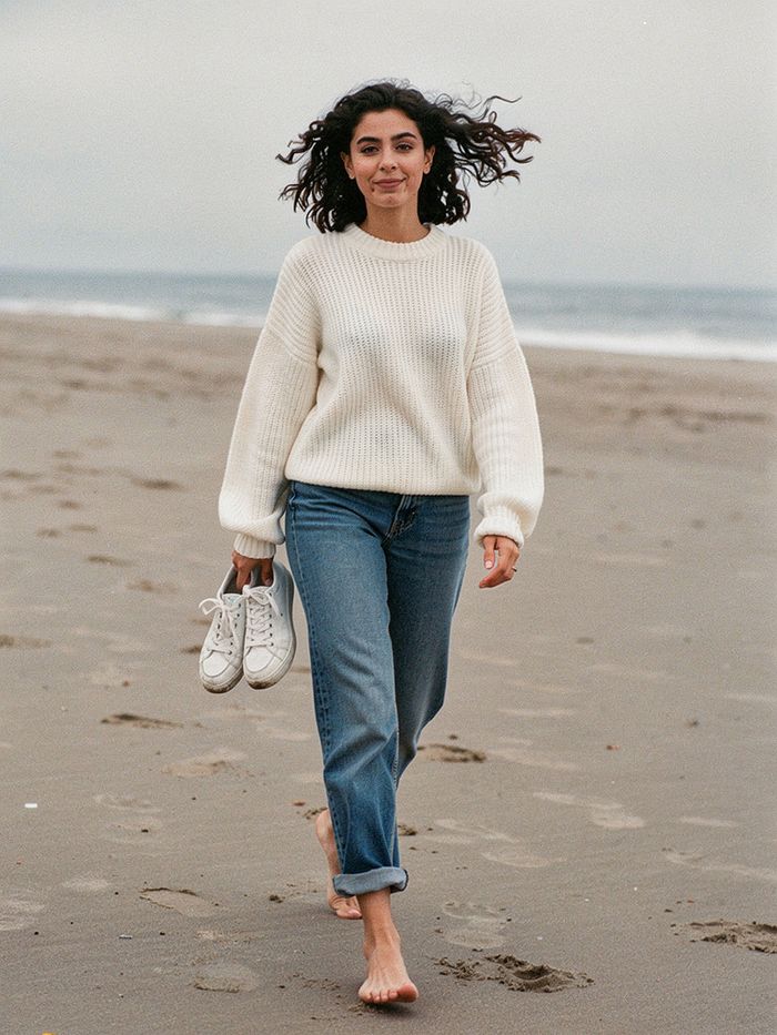 Le mannequin virtuel Freja, sur la plage