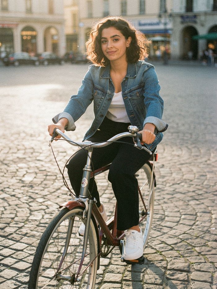 Le mannequin virtuel Freja, à vélo